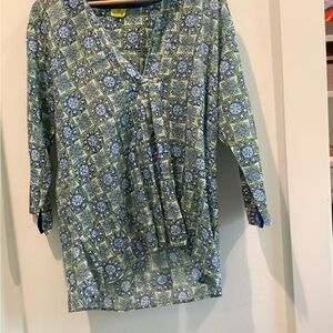 Roberta Roller Rabbit Blue 3/4 Sleeve Relaxed Blouse